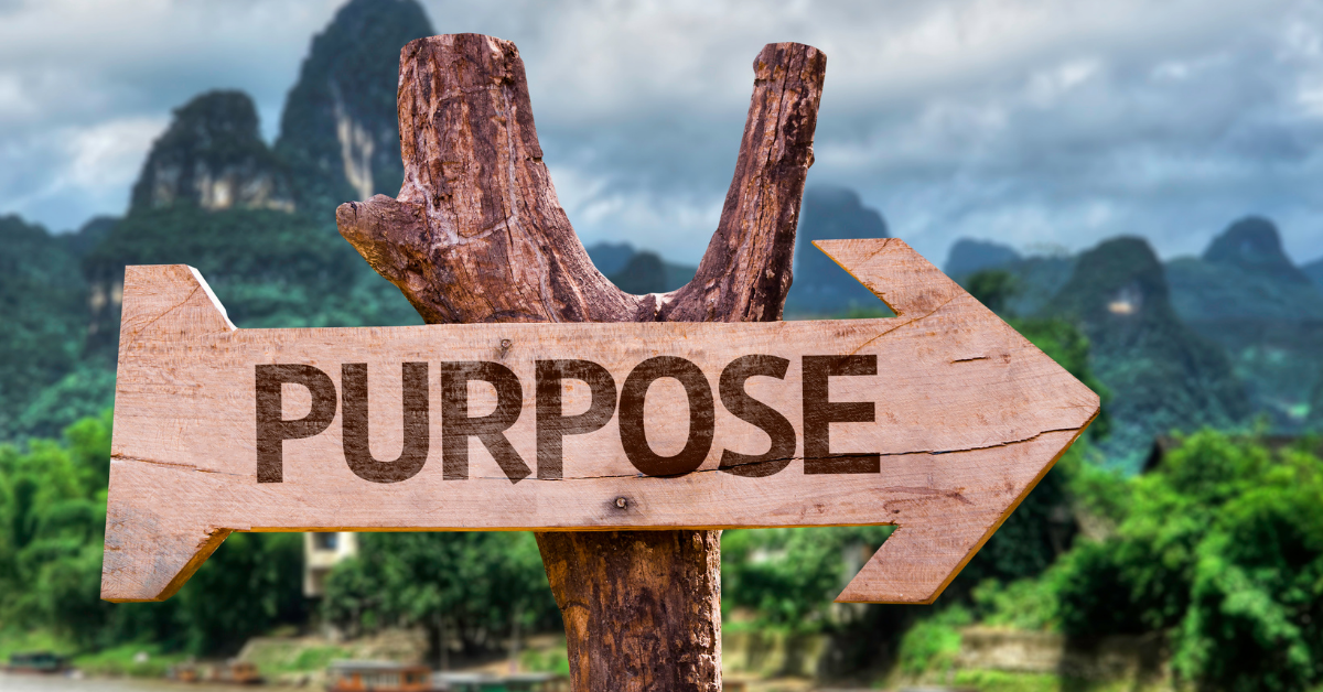 Arrow sign that reads "Purpose"